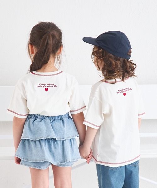 pairmanon(ペアマノン)の「【UVカット】【吸水速乾】【接触冷感】サマーファンクション バック刺繍 配色ステッチ 半袖Tシャツ(Tシャツ/カットソー・キッズ・ホワイト/ブラック/ライトベージュ・100/110/120/130/140/150/90)」の2枚目の写真