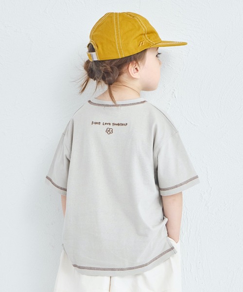 pairmanon(ペアマノン)の「【UVカット】【吸水速乾】【接触冷感】サマーファンクション バック刺繍 配色ステッチ 半袖Tシャツ(Tシャツ/カットソー・キッズ・ホワイト/ブラック/ライトベージュ・100/110/120/130/140/150/90)」の3枚目の写真