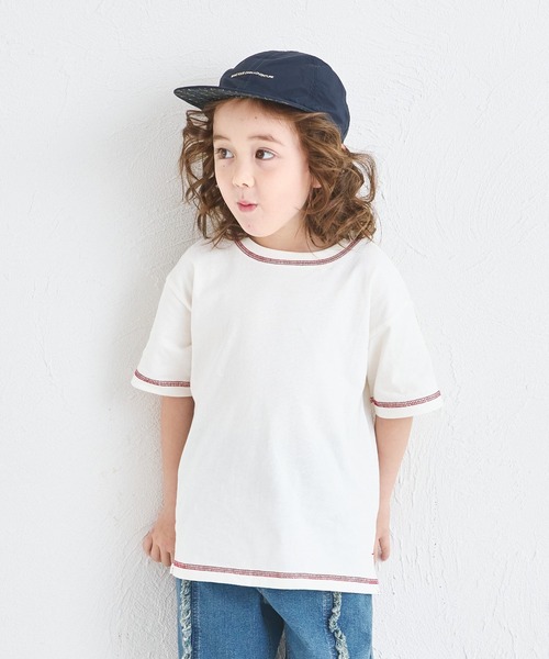 pairmanon(ペアマノン)の「【UVカット】【吸水速乾】【接触冷感】サマーファンクション バック刺繍 配色ステッチ 半袖Tシャツ(Tシャツ/カットソー・キッズ・ホワイト/ブラック/ライトベージュ・100/110/120/130/140/150/90)」の21枚目の写真