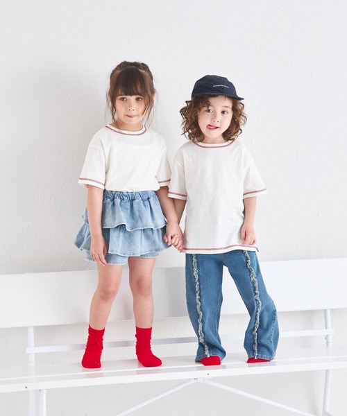 pairmanon(ペアマノン)の「【UVカット】【吸水速乾】【接触冷感】サマーファンクション バック刺繍 配色ステッチ 半袖Tシャツ(Tシャツ/カットソー・キッズ・ホワイト/ブラック/ライトベージュ・100/110/120/130/140/150/90)」の12枚目の写真