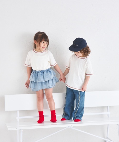 pairmanon(ペアマノン)の「【UVカット】【吸水速乾】【接触冷感】サマーファンクション バック刺繍 配色ステッチ 半袖Tシャツ(Tシャツ/カットソー・キッズ・ホワイト/ブラック/ライトベージュ・100/110/120/130/140/150/90)」の11枚目の写真