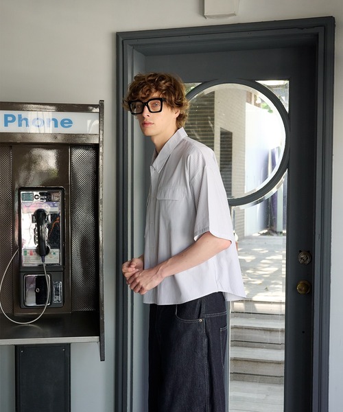 Regen Glanz(レーゲングランツ)の「striped pocket half sleeve shirt/ストライプポケットハーフスリーブシャツ(シャツ/ブラウス・メンズ・ライトホワイト/ベージュ/ネイビー・MEDIUM/LARGE)」の10枚目の写真