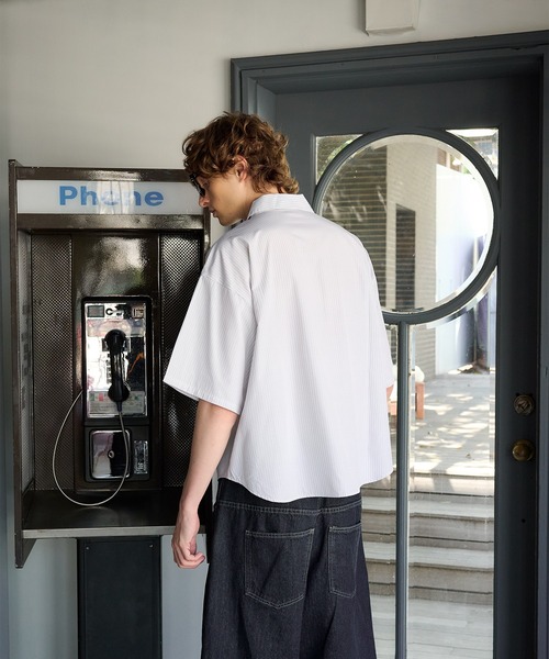 Regen Glanz(レーゲングランツ)の「striped pocket half sleeve shirt/ストライプポケットハーフスリーブシャツ(シャツ/ブラウス・メンズ・ライトホワイト/ベージュ/ネイビー・MEDIUM/LARGE)」の11枚目の写真