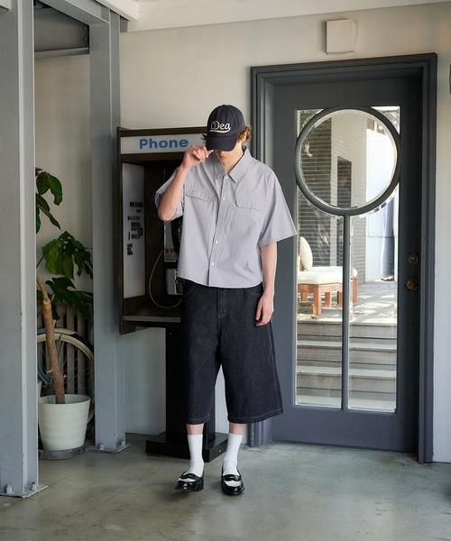 Regen Glanz(レーゲングランツ)の「striped pocket half sleeve shirt/ストライプポケットハーフスリーブシャツ(シャツ/ブラウス・メンズ・ライトホワイト/ベージュ/ネイビー・MEDIUM/LARGE)」の8枚目の写真