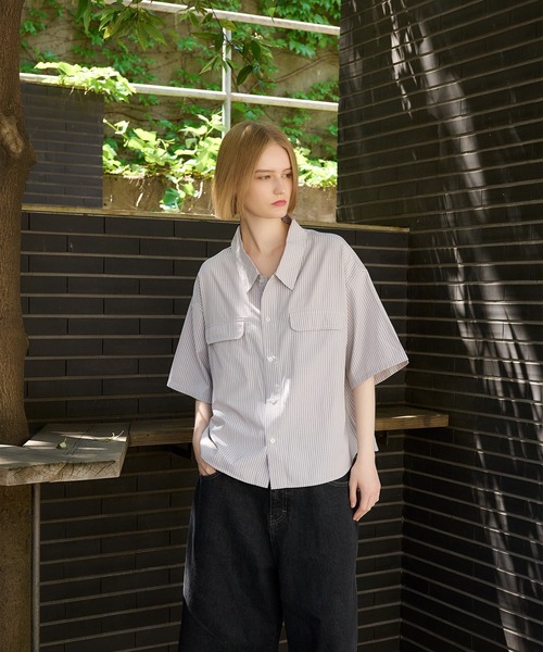 Regen Glanz(レーゲングランツ)の「striped pocket half sleeve shirt/ストライプポケットハーフスリーブシャツ(シャツ/ブラウス・メンズ・ライトホワイト/ベージュ/ネイビー・MEDIUM/LARGE)」の17枚目の写真