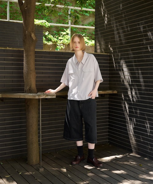 Regen Glanz(レーゲングランツ)の「striped pocket half sleeve shirt/ストライプポケットハーフスリーブシャツ(シャツ/ブラウス・メンズ・ライトホワイト/ベージュ/ネイビー・MEDIUM/LARGE)」の20枚目の写真