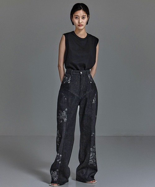 フェティコ別注ROSE DENIM PANTS サイズ0 別注ROSE DENIM PANTS(0 BLACK): FETICO: WOMENS｜ STUDIOUS