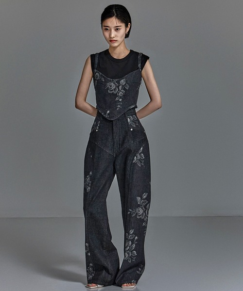 フェティコ別注ROSE DENIM PANTS サイズ0 25SS】FETICO フェティコ /ROSE DENIM HIGH-WAIST JEANS