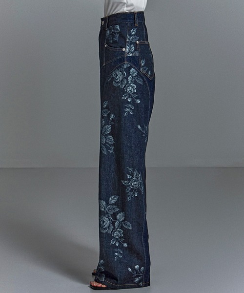 フェティコ別注ROSE DENIM PANTS サイズ0 FETICO/フェティコ】《STUDIOUS別注》 ROSE DENIM PANTS（デニム