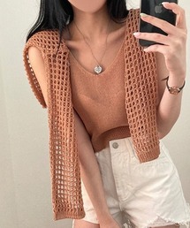cropped mesh tops/クロップド丈メッシュトップス タンクトップセット 秋物 秋服 2026年秋冬