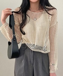 cropped mesh tops/クロップド丈メッシュトップス タンクトップセット 秋物 秋服 2026年秋冬