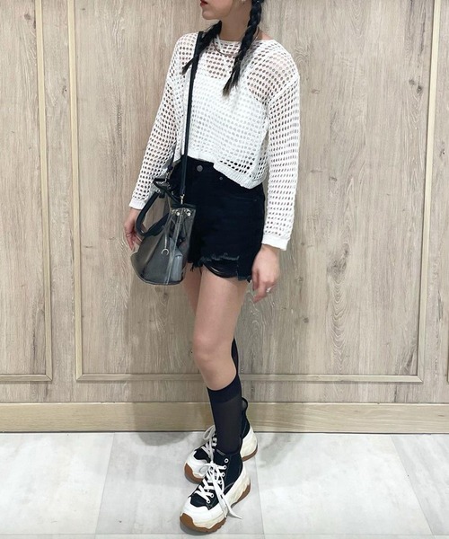 ROOPTOKYO(ループトウキョウ)の「cropped mesh tops/クロップド丈メッシュトップス タンクトップセット 秋物 秋服 2026年秋冬(Tシャツ/カットソー・レディース・アイボリー/ライトベージュ/ブラック/ライトピンク/ライトグレー・FREE)」の22枚目の写真
