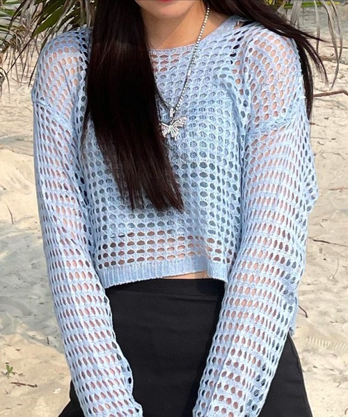 ROOPTOKYO(ループトウキョウ)の「cropped mesh tops/クロップド丈メッシュトップス タンクトップセット 秋物 秋服 2026年秋冬(Tシャツ/カットソー・レディース・アイボリー/ライトベージュ/ブラック/ライトピンク/ライトグレー・FREE)」の10枚目の写真