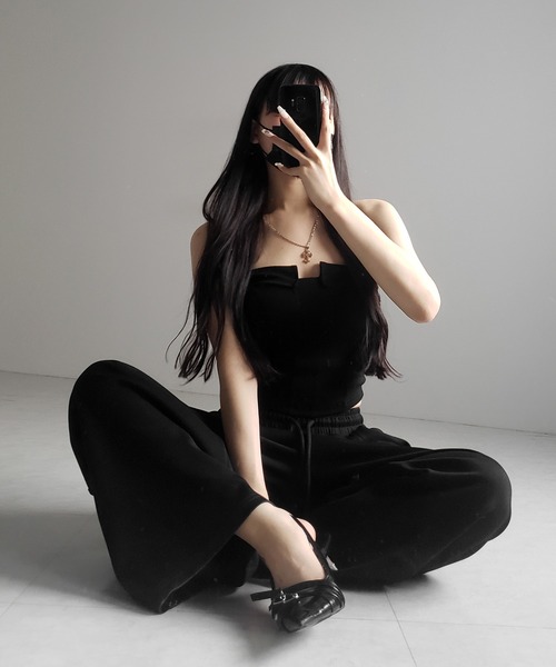 me+em select（ミームセレクト）の「※※【 ３color ／ カップ付き 】コルセットスリムライン切替ベアトップス ／ corset slim line switching bare tops（チューブトップ・レディース・ホワイト/ライトグレー/ブラック・FREE）」の9枚目の写真