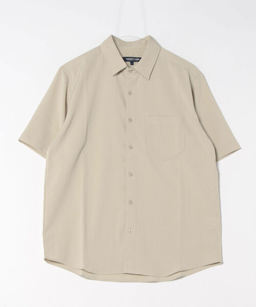 UNION STATION（ユニオンステーション）の「楊柳カチオン半袖レギュラーカラーシャツ（シャツ/ブラウス・メンズ・ベージュ/ダークブルー/オフホワイト/ブラック・M/L/LL）」の3枚目の写真
