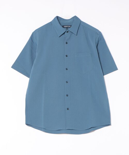 UNION STATION（ユニオンステーション）の「楊柳カチオン半袖レギュラーカラーシャツ（シャツ/ブラウス・メンズ・ベージュ/ダークブルー/オフホワイト/ブラック・M/L/LL）」の4枚目の写真