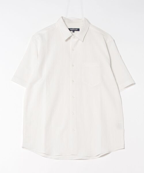 UNION STATION（ユニオンステーション）の「楊柳カチオン半袖レギュラーカラーシャツ（シャツ/ブラウス・メンズ・ベージュ/ダークブルー/オフホワイト/ブラック・M/L/LL）」の12枚目の写真