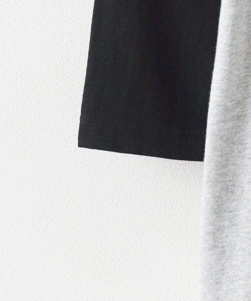 Printstar(プリントスター)の「▲5.6oz 3/4 Sleeve Round Neck Cut Sew 7分丈Tシャツ ユニセックス クルーネック ラグランスリーブ 長袖 ロンT(Tシャツ/カットソー・メンズ・ホワイト×ブルー・S/L)」の10枚目の写真