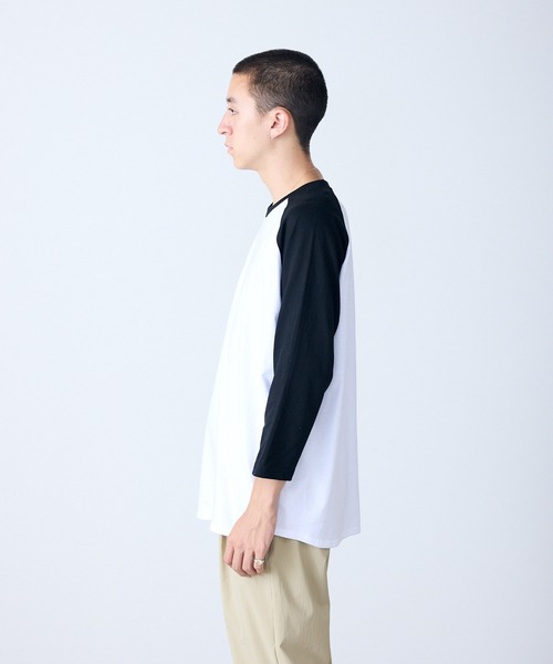 Printstar(プリントスター)の「▲5.6oz 3/4 Sleeve Round Neck Cut Sew 7分丈Tシャツ ユニセックス クルーネック ラグランスリーブ 長袖 ロンT(Tシャツ/カットソー・メンズ・ホワイト×ブルー・S/L)」の13枚目の写真