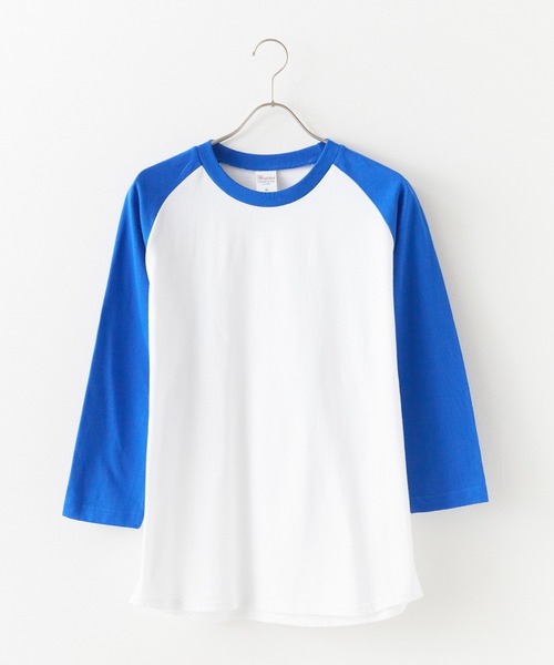 Printstar(プリントスター)の「▲5.6oz 3/4 Sleeve Round Neck Cut Sew 7分丈Tシャツ ユニセックス クルーネック ラグランスリーブ 長袖 ロンT(Tシャツ/カットソー・メンズ・ホワイト×ブルー・S/L)」の16枚目の写真