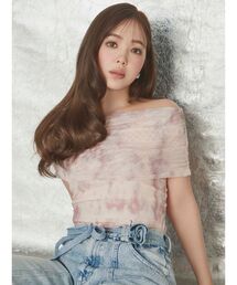 CALNAMUR | アブストラクトパターンチュールオフショル(Tシャツ/カットソー)