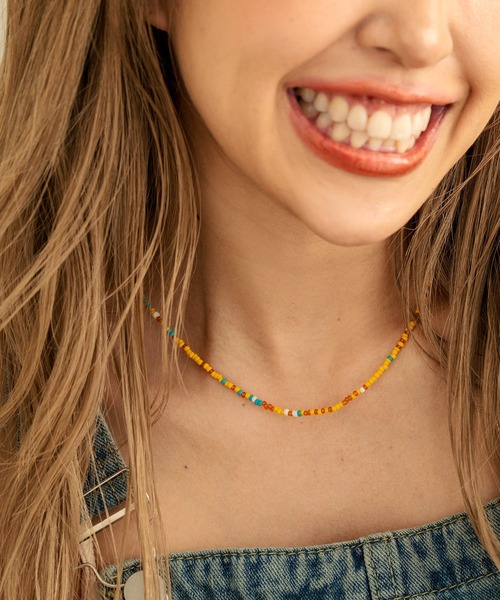 anap mimpi(アナップミンピ)の「カラー ビーズ シングル ネックレス(ネックレス・レディース・ターコイズブルー/マルチ/オレンジ・FREE)」の5枚目の写真