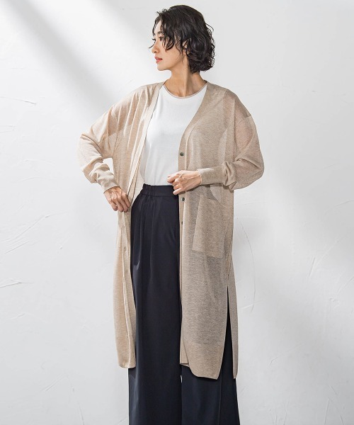 la.f…(ラエフ)の「シアーラメニット≪手洗い可能≫(カーディガン/ボレロ・レディース・キャメル/ライトグレー/ブラック/カーキ・9号)」の4枚目の写真