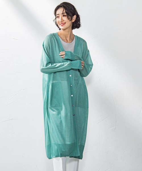 la.f…(ラエフ)の「シアーラメニット≪手洗い可能≫(カーディガン/ボレロ・レディース・キャメル/ライトグレー/ブラック/カーキ・9号)」の1枚目の写真