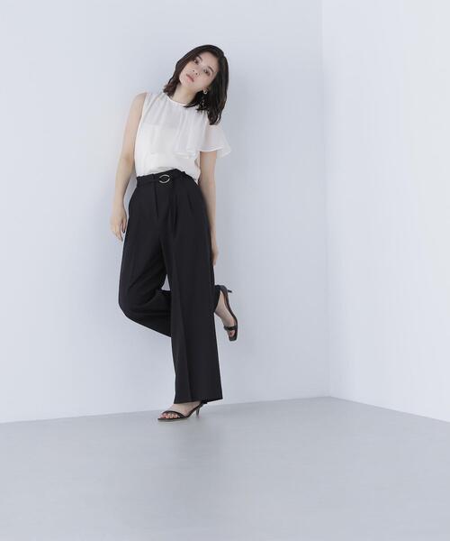 NATURAL BEAUTY BASIC(ナチュラルビューティーベーシック)の「◇アシメフリルシアーブラウス(シャツ/ブラウス・レディース・オフホワイト/ダークブラウン/ピンク・FREE)」の5枚目の写真