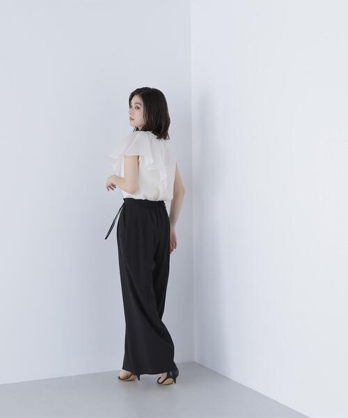 NATURAL BEAUTY BASIC(ナチュラルビューティーベーシック)の「◇アシメフリルシアーブラウス(シャツ/ブラウス・レディース・オフホワイト/ダークブラウン/ピンク・FREE)」の9枚目の写真