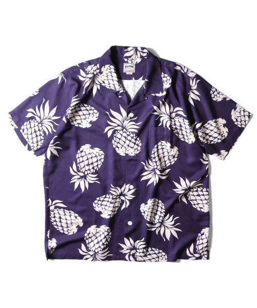 HOUSTON(ヒューストン)の「HOUSTON アロハシャツ(PINEAPPLE)(シャツ/ブラウス・メンズ・ブラック/チャコールグレー/ネイビー/ゴールド・MEDIUM/X-LARGE/XX-LARGE/LARGE)」の3枚目の写真