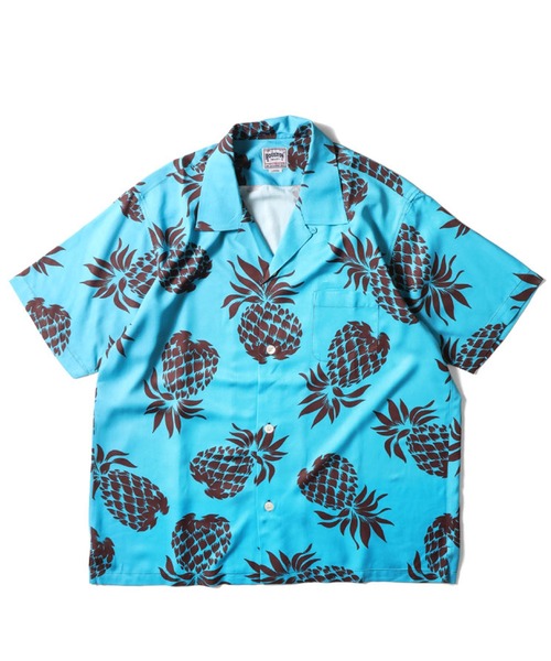 HOUSTON（ヒューストン）の「HOUSTON アロハシャツ(PINEAPPLE)（シャツ/ブラウス・メンズ・ブラック/チャコールグレー/ネイビー/ゴールド/ターコイズブルー/オリーブ・MEDIUM/X-LARGE/XX-LARGE/LARGE）」の5枚目の写真