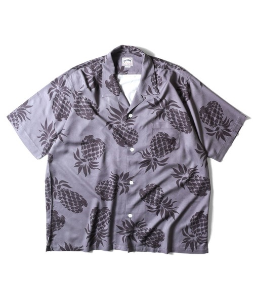 HOUSTON(ヒューストン)の「HOUSTON アロハシャツ(PINEAPPLE)(シャツ/ブラウス・メンズ・ブラック/チャコールグレー/ネイビー/ゴールド・MEDIUM/X-LARGE/XX-LARGE/LARGE)」の1枚目の写真