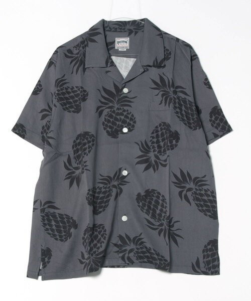 HOUSTON(ヒューストン)の「HOUSTON アロハシャツ(PINEAPPLE)(シャツ/ブラウス・メンズ・ブラック/チャコールグレー/ネイビー/ゴールド・MEDIUM/X-LARGE/XX-LARGE/LARGE)」の8枚目の写真