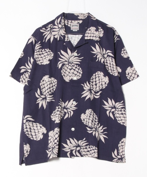 HOUSTON(ヒューストン)の「HOUSTON アロハシャツ(PINEAPPLE)(シャツ/ブラウス・メンズ・ブラック/チャコールグレー/ネイビー/ゴールド・MEDIUM/X-LARGE/XX-LARGE/LARGE)」の9枚目の写真