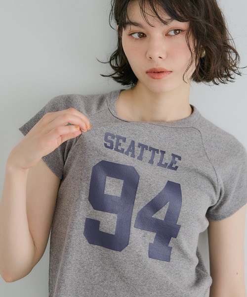 coca（coca）（コカ）の「【WEB限定セール】テレコリブロゴTシャツ（Tシャツ/カットソー・レディース・チャコール/ライトベージュ・M/L/S）」の14枚目の写真