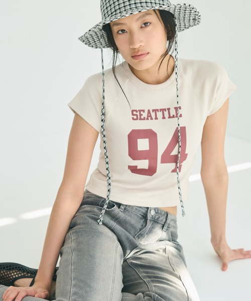 coca（coca）（コカ）の「【WEB限定セール】テレコリブロゴTシャツ（Tシャツ/カットソー・レディース・チャコール/ライトベージュ・M/L/S）」の8枚目の写真