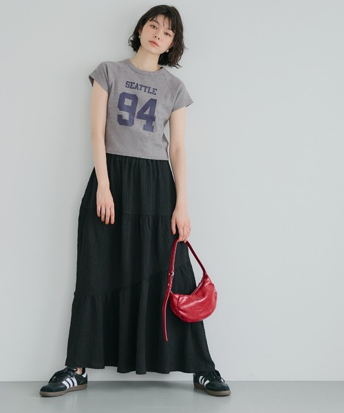 coca（coca）（コカ）の「【WEB限定セール】テレコリブロゴTシャツ（Tシャツ/カットソー・レディース・チャコール/ライトベージュ・M/L/S）」の9枚目の写真