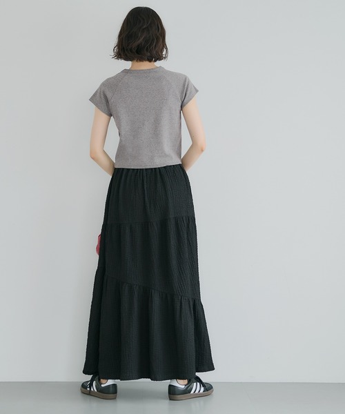 coca（coca）（コカ）の「【WEB限定セール】テレコリブロゴTシャツ（Tシャツ/カットソー・レディース・チャコール/ライトベージュ・M/L/S）」の11枚目の写真