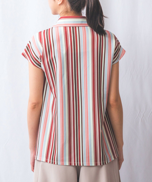 セール】【NARACAMICIE】マルチストライプフリルカットソー（Tシャツ