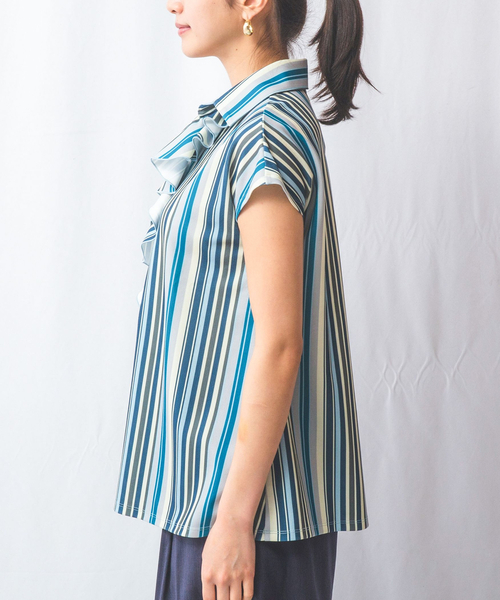 NARACAMICIE(ナラカミーチェ)の「【NARACAMICIE】マルチストライプフリルカットソー(Tシャツ/カットソー・レディース・ブルー/レッド・XL/M)」の13枚目の写真