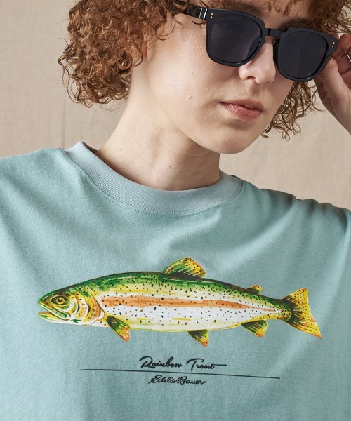 Eddie Bauer(エディーバウアー)の「フィッシュ プリント Tシャツ(Tシャツ/カットソー・メンズ・ミント/ホワイト/グレー・L/M/XL/S/XXL)」の22枚目の写真