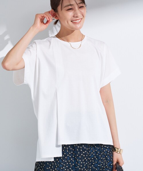 【洗える／汗ジミ防止】バイカラー＆アシメヘム Tシャツ セール】【洗える／汗ジミ防止】バイカラー＆アシメヘム Tシャツ