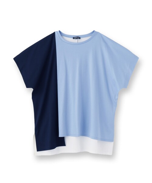 INDIVI / インディヴィ 【洗える／汗ジミ防止】バイカラー＆アシメヘム Tシャツ セール】【洗える／汗ジミ防止】バイカラー＆アシメヘム Tシャツ