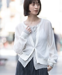 Munich | ジョーゼット×シアーニットドッキングカーディガン(カーディガン/ボレロ)