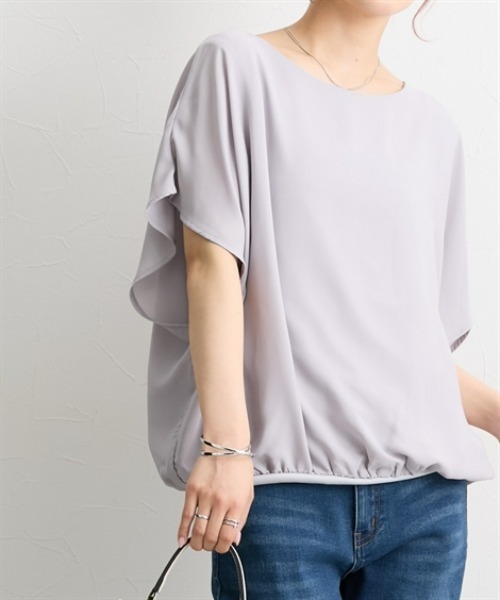 nissen(ニッセン)の「フレアスリーブジョーゼットブラウス(カットソー裏地付)(シャツ/ブラウス・レディース・モカ/グレー/ブラック・LL/M/L)」の2枚目の写真