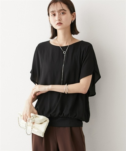 nissen(ニッセン)の「フレアスリーブジョーゼットブラウス(カットソー裏地付)(シャツ/ブラウス・レディース・モカ/グレー/ブラック・LL/M/L)」の4枚目の写真