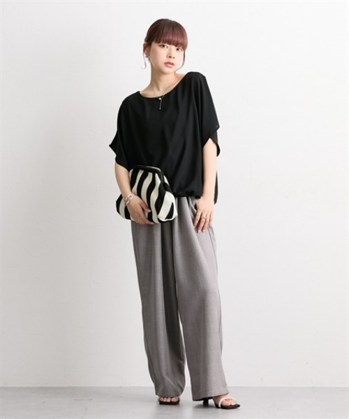 nissen(ニッセン)の「フレアスリーブジョーゼットブラウス(カットソー裏地付)(シャツ/ブラウス・レディース・モカ/グレー/ブラック・LL/M/L)」の7枚目の写真