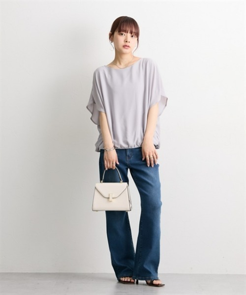 nissen(ニッセン)の「フレアスリーブジョーゼットブラウス(カットソー裏地付)(シャツ/ブラウス・レディース・モカ/グレー/ブラック・LL/M/L)」の8枚目の写真