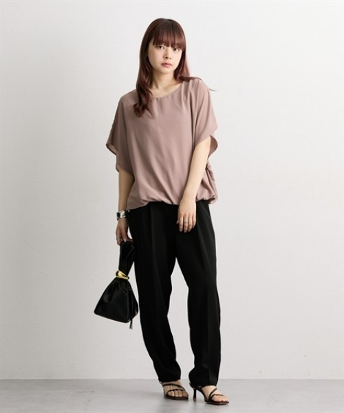 nissen(ニッセン)の「フレアスリーブジョーゼットブラウス(カットソー裏地付)(シャツ/ブラウス・レディース・モカ/グレー/ブラック・LL/M/L)」の9枚目の写真